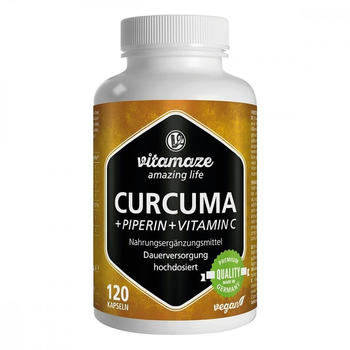 Vitamaze Curcuma hochdosiert + Piperin + Vitamin C Kapseln (120 Stk.)