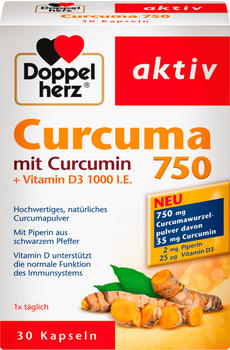 Doppelherz Curcuma 750 + Vitamin D3 1000 I.E. Kapseln (30 Stk.)