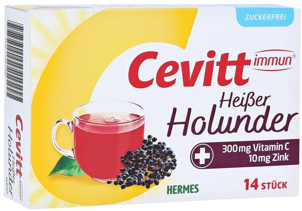Hermes Cevitt immun heißer Holunder Granulat zuckerfrei (14 Stk.)