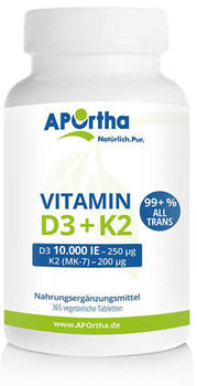 Tisso Naturprodukte Vitamin D3 10000 i.E. + Natto K2 200mg Tabletten (365 Stk.)