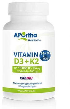 Aportha Vitamin D3 10000 i.E. 250mg+K2 MK7 200mg Tabletten (120Stk.)