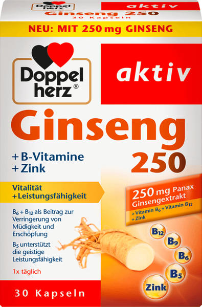 Doppelherz aktiv Ginseng 250 + B-Vitamine + Zink Kapseln (30 Stk.)