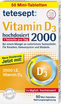 Tetesept Vitamin D3 2000 I.E. Mini-Tabletten (50 Stk.)