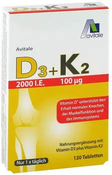 Avitale VItamin D3 2000 I.E. + K2 100 µg Tabletten (120 Stk.)