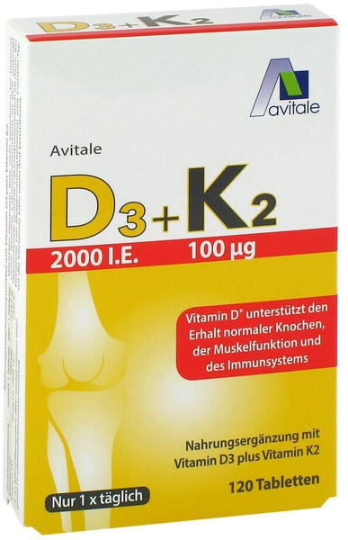 Avitale VItamin D3 2000 I.E. + K2 100 µg Tabletten (120 Stk.)