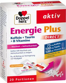 Doppelherz aktiv Energie Plus Koffein + Taurin + B-Vitamine Direct Pellets (20 Stk.)
