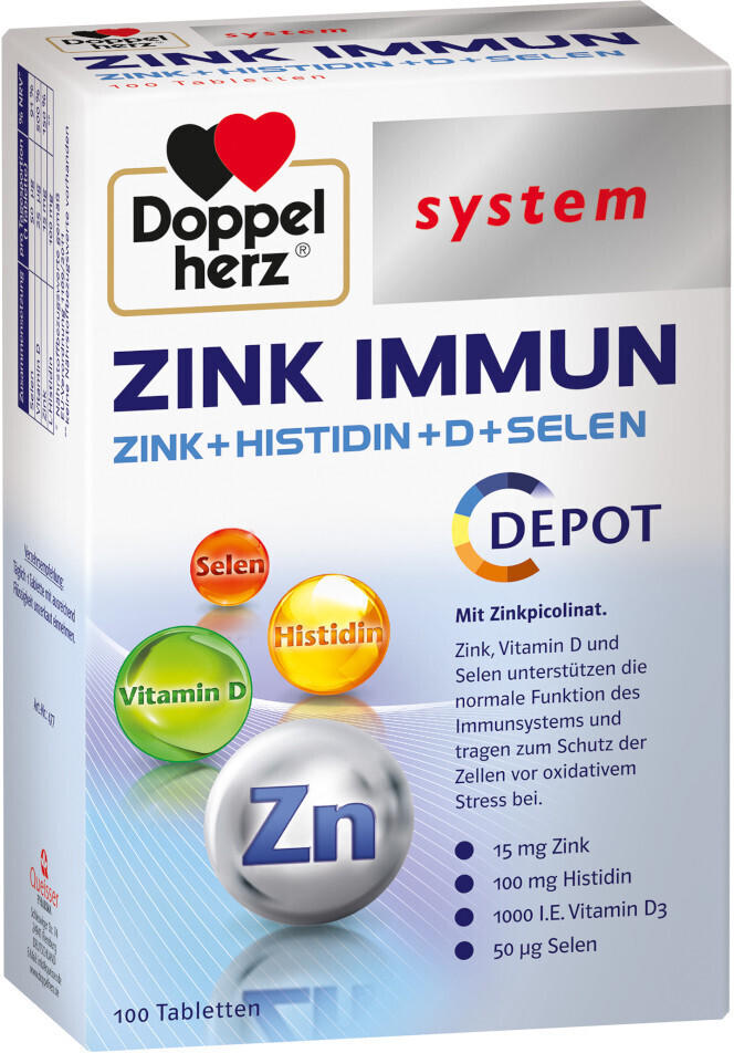 Doppelherz Zink Immun + Histidin + D + Selen Depot Tabletten (100 Stk