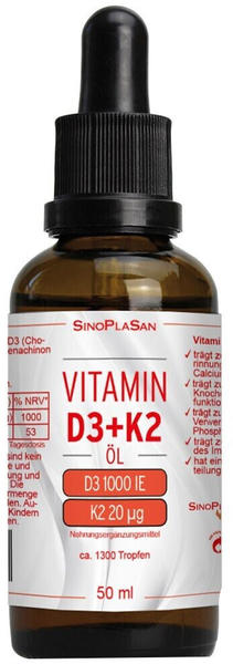 Sinoplasan Vitamin D3 1000 I.E. + K2 20µg Öl Tropfen (50ml)