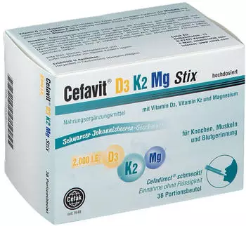 Cefak KG Cefavit D3 K2 Mg 2.000 I.E. Stix (36 Stk.)