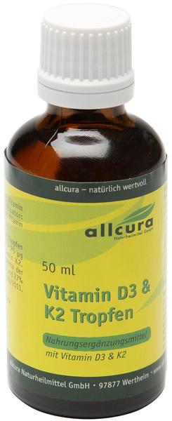 Allcura Vitamin D3 1000 i.E. & K2 20μg Tropfen (50ml)