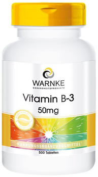 Warnke Gesundheit Vitamin B3 50mg Niacin Tabletten (500 Stk.)