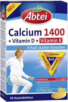 Abtei Calcium 1400+Vitamin D3+K Kautabletten (30Stk.)