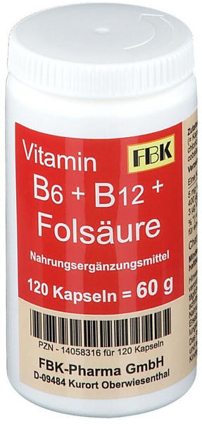 FBK-Pharma Vitamin B6 + B12 + Folsäure Kapseln (120 Stk.)