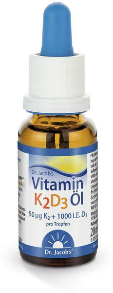 Dr. Jacobs Vitamin K2D3 Öl 1000 IE/50 mcg D3+K2 640 Tropfen (20ml)