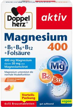 Doppelherz aktiv Magnesium B1 + B6 + B12 + Folsäure Brausetabletten (6 x 15 Stk.)