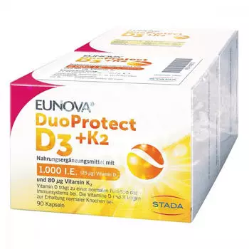 Eunova Duoprotect D3 + K2 1000 I.E. Kapseln (2x90 Stk.)