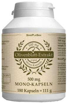 Sinoplasan Olivenblatt-Extrakt 500mg Mono-Kapseln (180 Stk.)