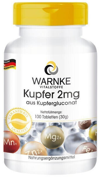 Warnke Gesundheit Kupfer 2mg aus Kupfergluconat Tabletten (100 Stk.)