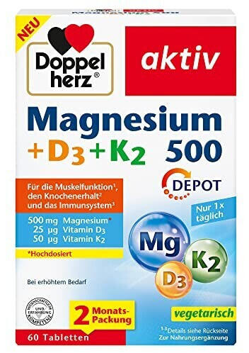 Doppelherz Magnesium 500+D3+K2 Depot Tabletten (30Stk.)