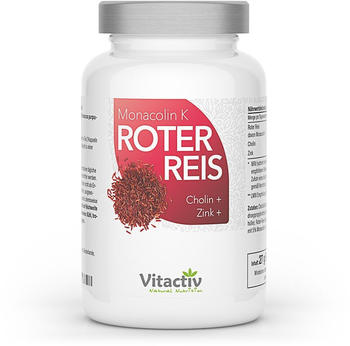 Vitactiv Natural Nutrition Roter Reis Monacolin K + Cholin + Zink Kapseln (60 Stk.)