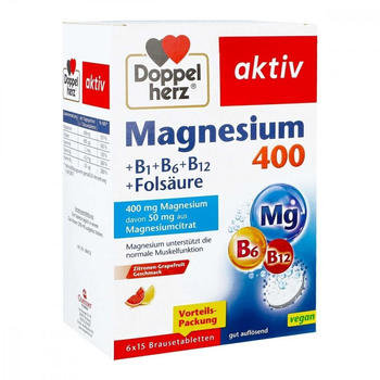 Queisser Doppelherz Magnesium 400 + B1 + B6 + B12 + Folsure Brausetabletten (6x15 Stk.)