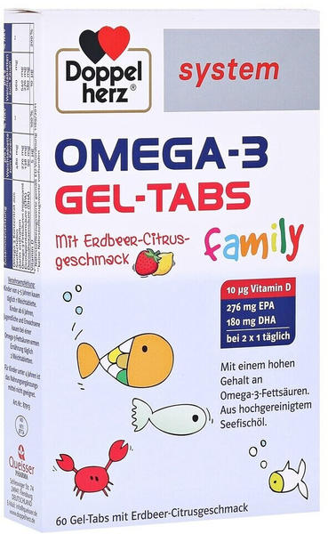 Queisser Doppelherz Omega-3 Gel-Tabs family Erdbeer-Citrusgeschmack (60 Stk.)