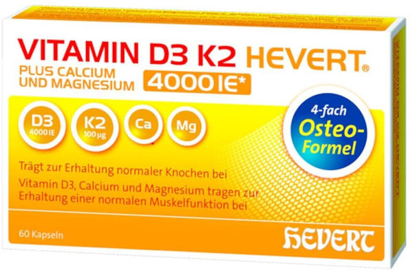 Hevert Vitamin D3 K2 plus Calcium Magnesium 4000 I.E. Kapseln (60 Stk.)