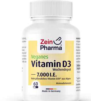 ZeinPharma Veganes Vitamin D3 7000 I.E. Wochendepot Kapseln (60 Stk.)