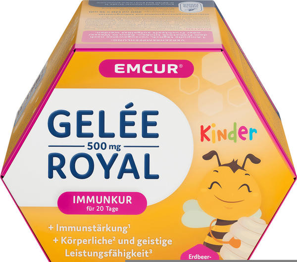 Emcur Gelée Royal 500mg Erdbeere Immunkur Kinder Trinkampullen (20 Stk.)