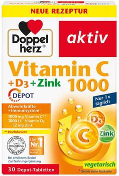 Doppelherz Vitamin C 1.000 + D3 + Zink Depot Tabletten (30 Stk.)