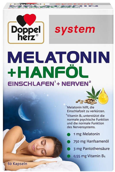 Doppelherz System Melatonin + Hanföl Kapseln (60 Stk.)