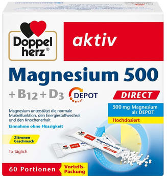 Doppelherz aktiv Magnesium 500 + B12 + D3 Direct Depot Direktgranulat (60 Stk.)