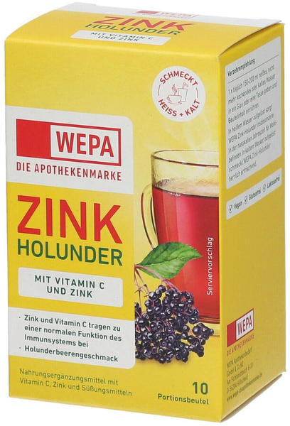 Wepa Zink Holunder + Vitamin C + Zink zuckerfrei Pulver (10x10g)