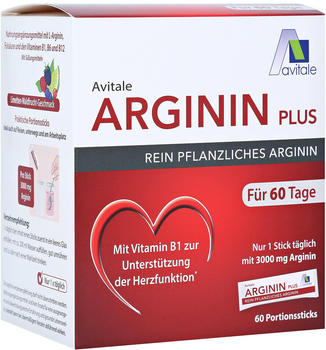 Avitale Arginin Plus Vitamin B1+B6+B12+Folsäure Sticks (60 x 5,9g)