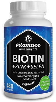 Vitamaze Biotin 10mg hochdosiert + Zink + Selen Tabletten (480 Stk.)