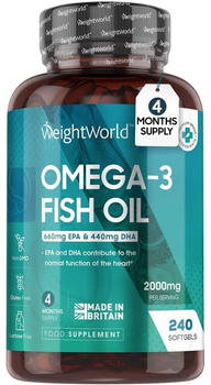 Weight World Omega-3 Fischöl Weichkapseln (240 Stk.)