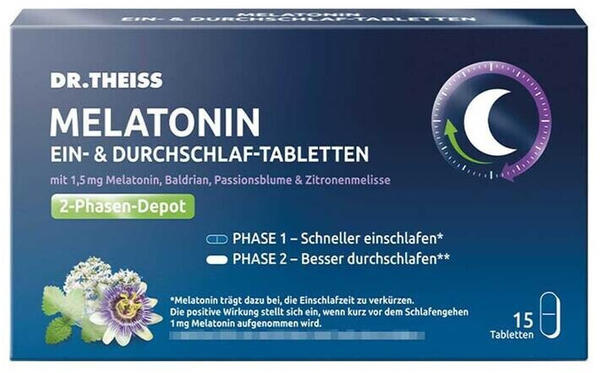 Dr. Theiss Naturwaren GmbH Melatonin Ein- & Durchschlaf-Tabletten (15 Stk.)