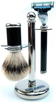 Golddachs Rasierset Carbon schwarz 3-tlg