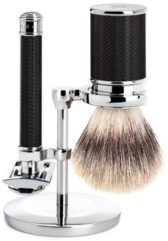 Mühle Traditional Rasierset Silvertip Fibre Hobel mit geschlossenem Kamm Griff schwarz