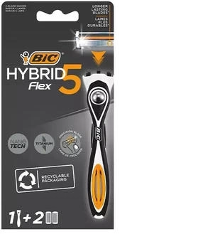 BIC Nassrasierer Hybrid Flex 5, für Herren, 5-fach Klinge, mit 2 Klingen
