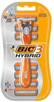 BIC Nassrasierer 3 Hybrid, für Herren, 3-fach Klinge, mit 6 Klingen