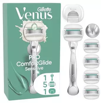 Gillette Venus Pro ComfortGlide Sensitive + 5 Ersatzklinge + Schutzkappe