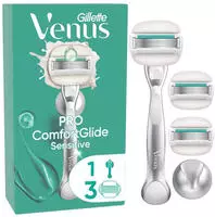 Gillette Venus Pro Comfortglide Sensitive Rasierer+3 Klingen+duschh&auml;nger