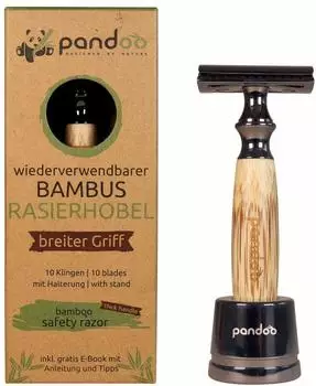 Pandoo Rasierhobel mit Bambus-Griff (breit)
