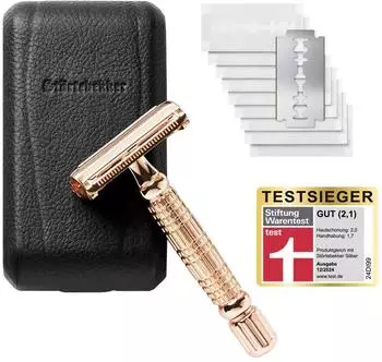 Störtebekker Hamburg Rasierhobel-Set mit Leder-Etui, Spiegel & 10 Klingen