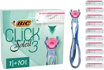 BIC Click 3 Soleil Sensitive nachfüllbarer Damenrasierer, 10 Klingen (500976)