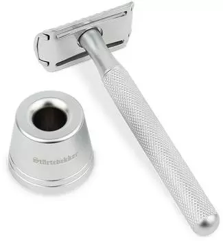 Störtebekker Oslo Rasierhobel-Set mit Ständer und 10 Klingen, silber (Gu735)