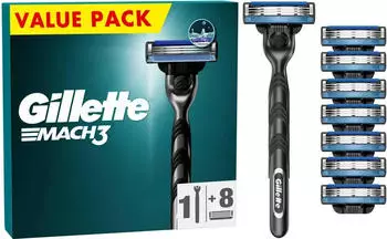 Gillette Mach3 Nassrasierer Herren mit 8 Ersatzklingen