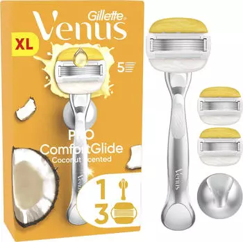 Gillette Venus Pro ComfortGlide Coconut Damenrasierer mit Olay, Metallgriff, 1 Klinge
