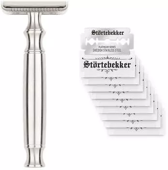 Störtebekker Rasierhobel Rostock Edelstahl, inkl. 10 Rasierklingen (Oslo - Set)